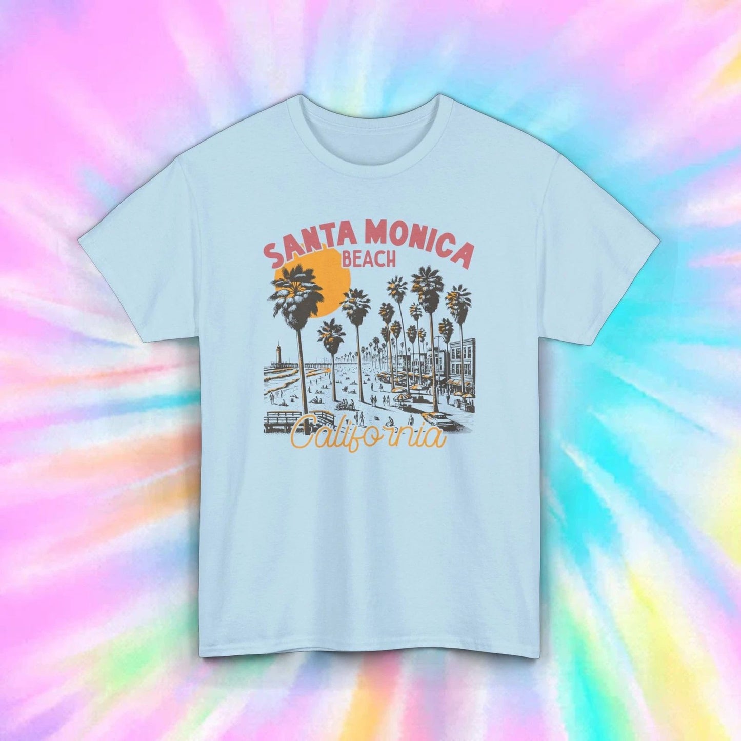 Santa Monica Beach T-Shirt | Vintage California Sunset Tee | Retro Travel | S-5X