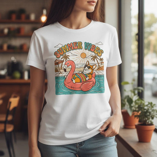 Corgi Summer Vibes Shirt, Funny Dog Beach Shirt, Cute Bikini Puppy, Vacation Shi
