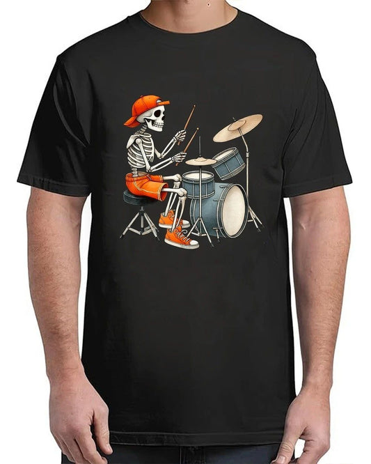 Skeleton Drums Halloween Costume Funny Drummer Vintage Adult S-4XL T-Shirt
