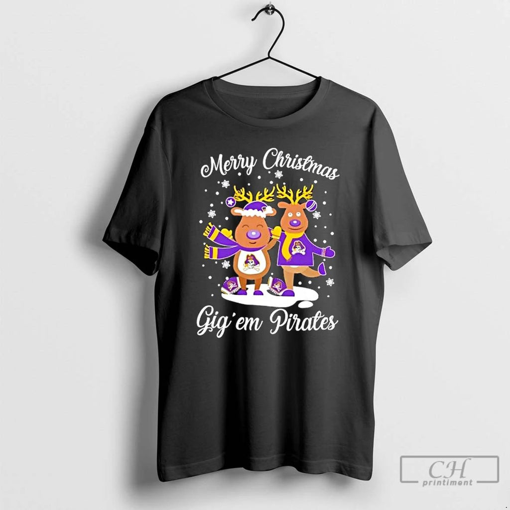 Classic Merry Christmas Gig Em East Carolina Pirates T Shirts