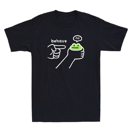 Behave No Funny Dishonest Frog Cartoon Meme Humor Saying Novelty Men's T-Shirt