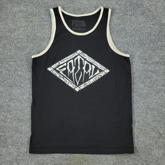Fatal Tank Top Shirt Men's Medium Black Graphic Round Neck Sleeveless Spell Out