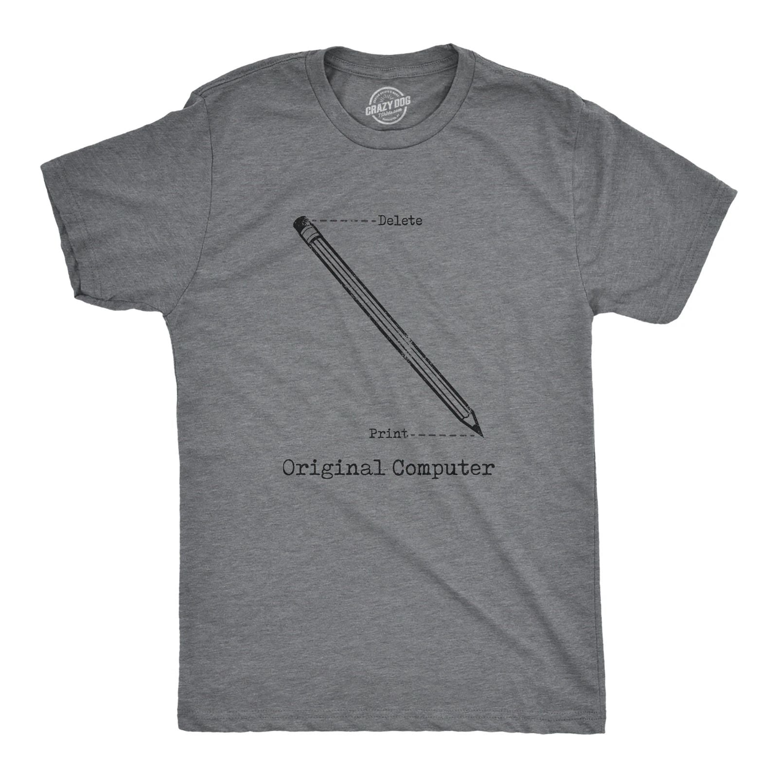 Mens Original Computer T Shirt Funny Pencil Eraser Analog Joke Tee for Guys