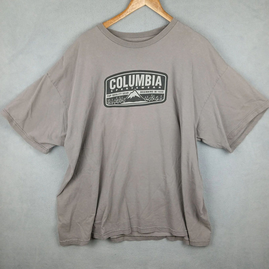 Columbia T Shirt Men 2XL Taupe Cotton Graphic Print Sepollout Logo Everyday Wear
