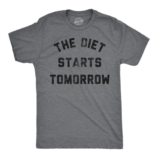 Mens Funny T Shirts The Diet Starts Tomorrow Sarcastic Food Novelty Tee for Men