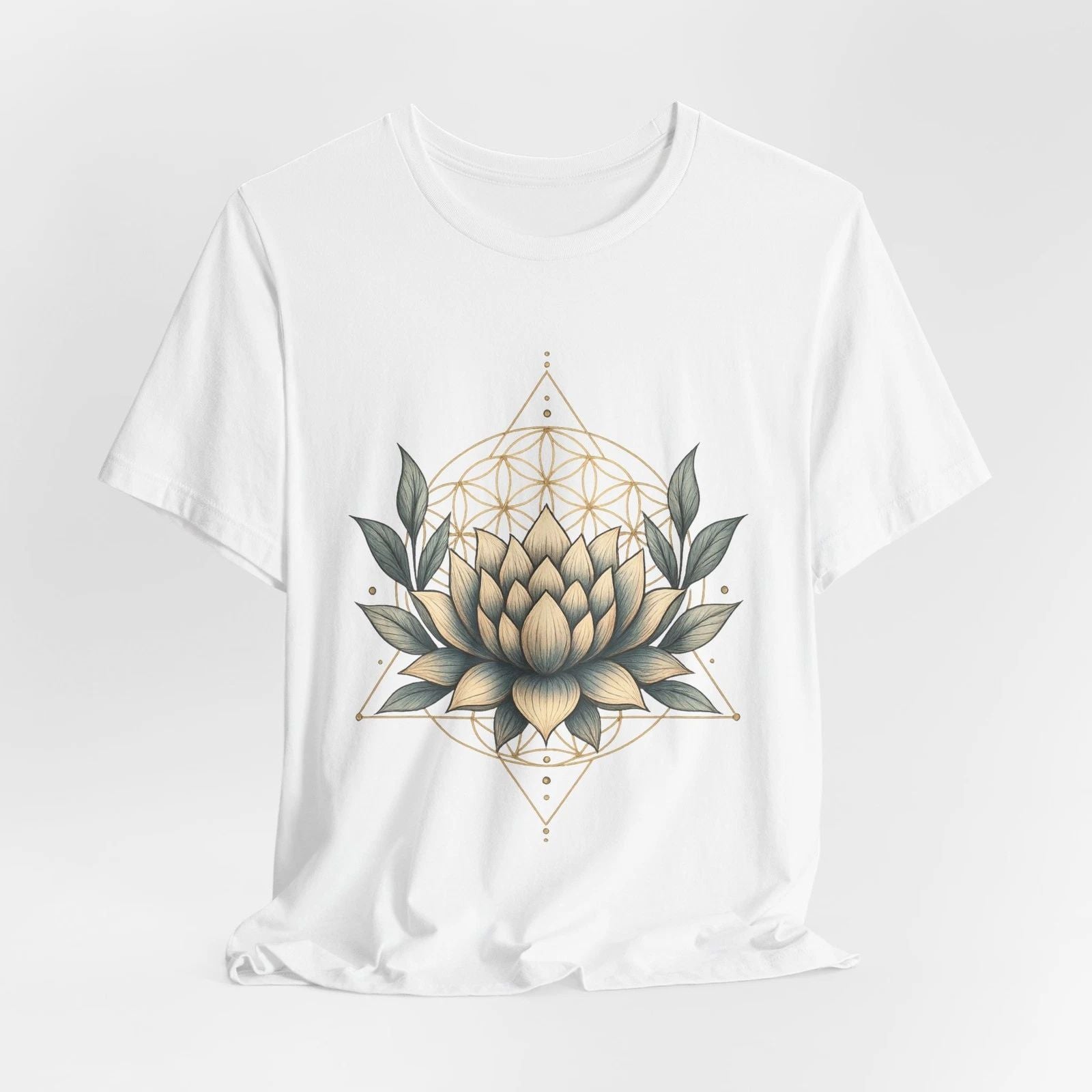 Lotus Flower Graphic Tee, Boho T-Shirt, Unisex Casual Wear, Gift for Yoga Lovers