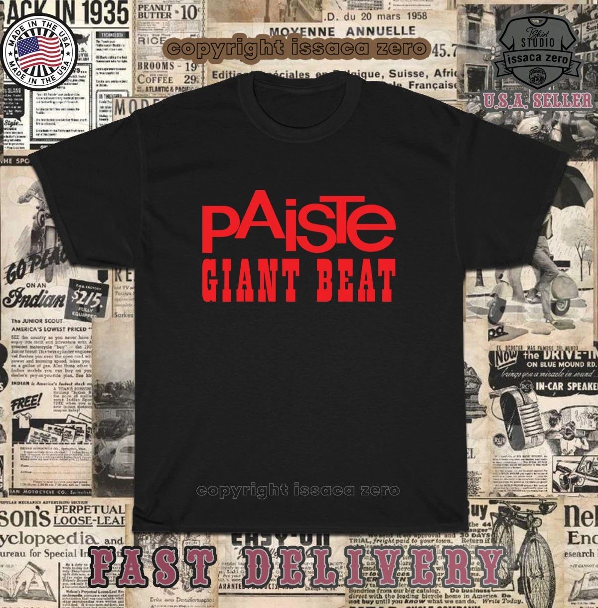 PAISTE Giant Beat Cymbals Men's T-Shirt American issaca Tee-Shirt