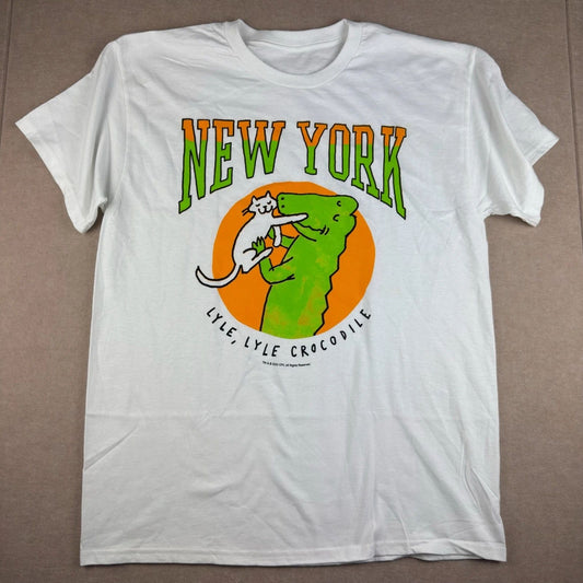 Lyle Lyle Crocodile New York Graphic T-Shirt Mens L White Cartoon Tee