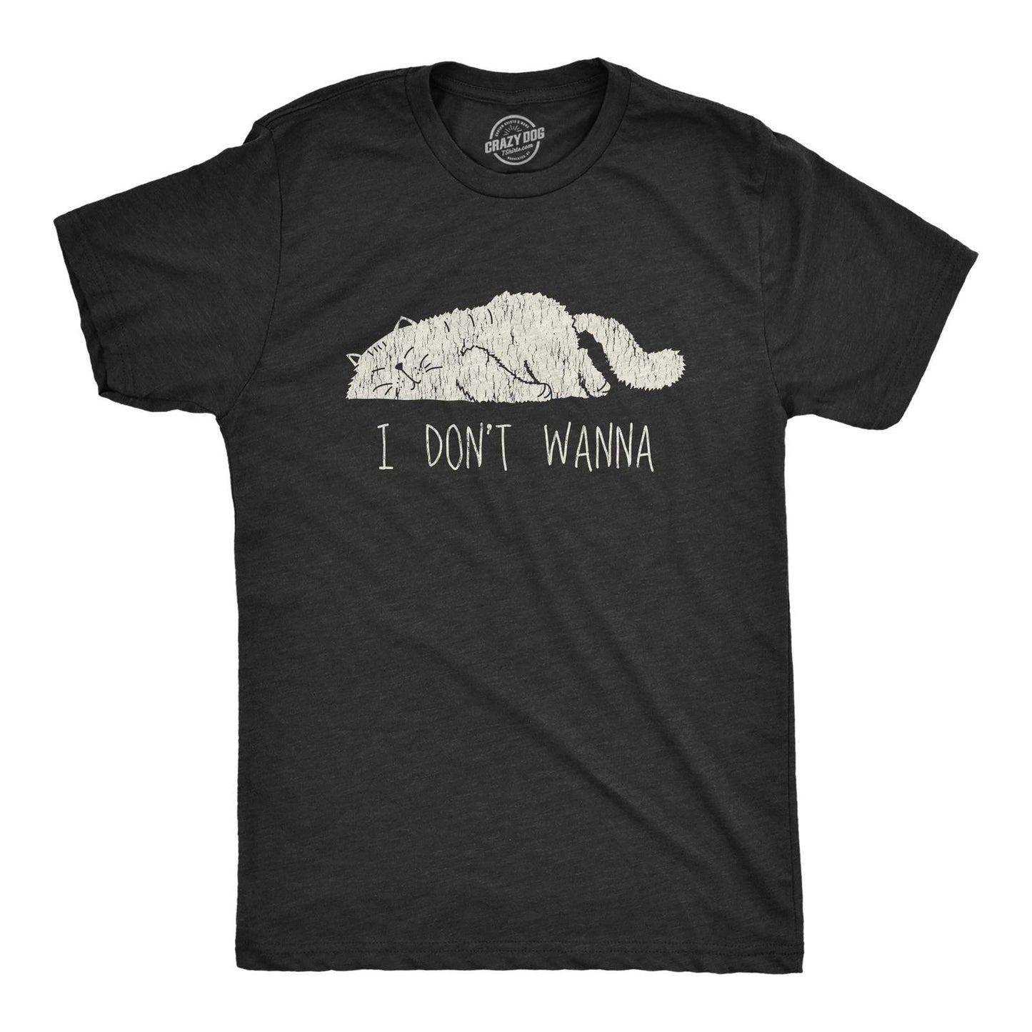 Mens I Don't Wanna T Shirt Funny Lazy Sleepy Cat Novelty Graphic Tee for Guys