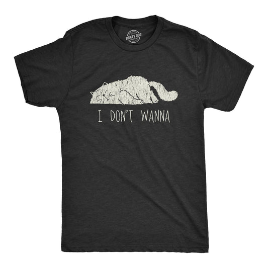 Mens I Don't Wanna T Shirt Funny Lazy Sleepy Cat Novelty Graphic Tee for Guys