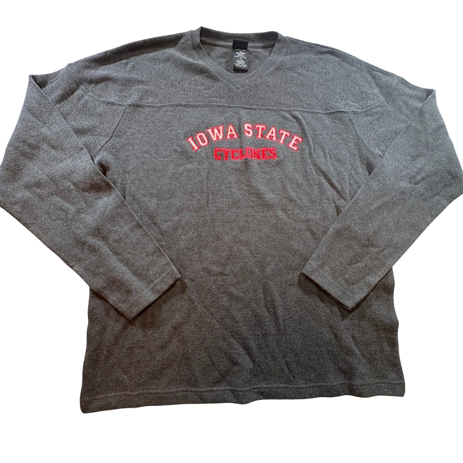 Team Starter Iowa State Cyclones Mens XL Long Sleeve V-Neck Shirt Charcoal Gray