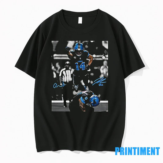 Vintage Amon Ra St Brown And Jahmyr Gibbs Spiderman Superman Celebration Signature Tshirts Sweater