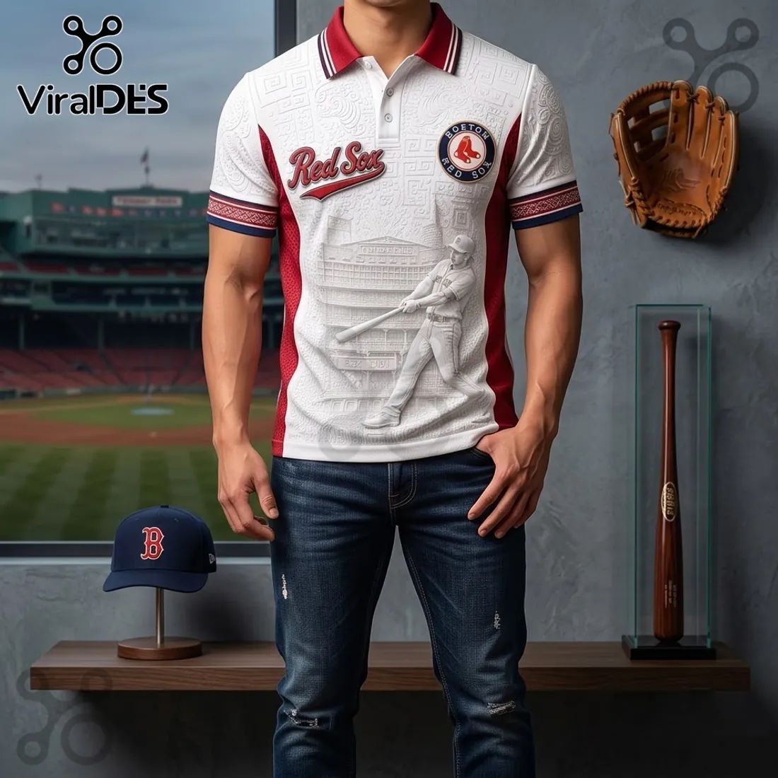 Boston Red Sox Embossed Fenway Park Polo Shirt