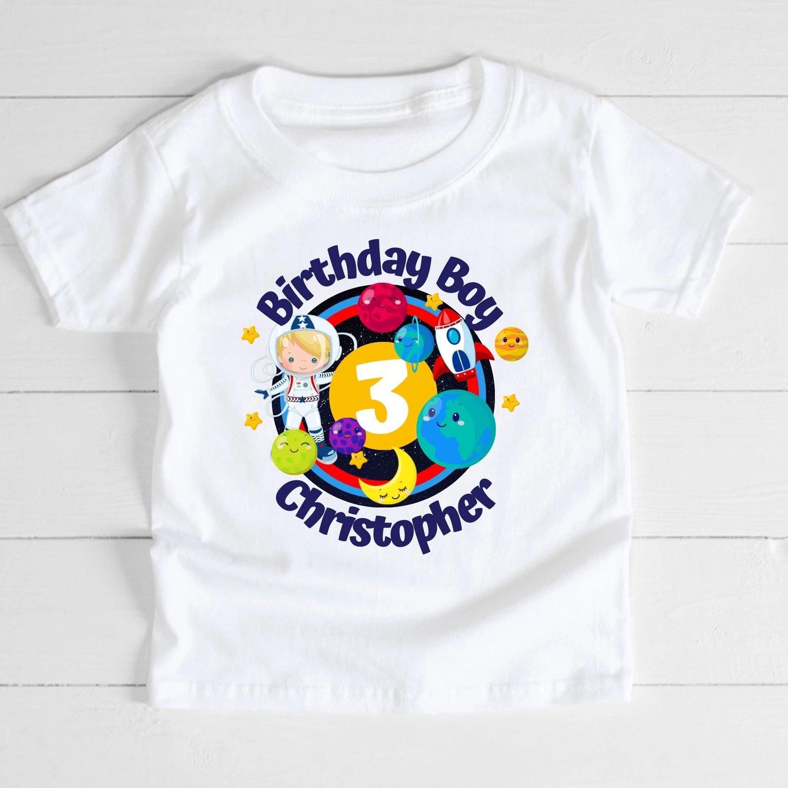 Outer Space Birthday Shirt - Light Skin