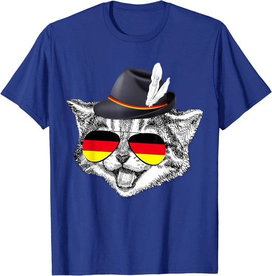 Cute Cat German Flag Oktoberfest Pride Germany T-Shirt