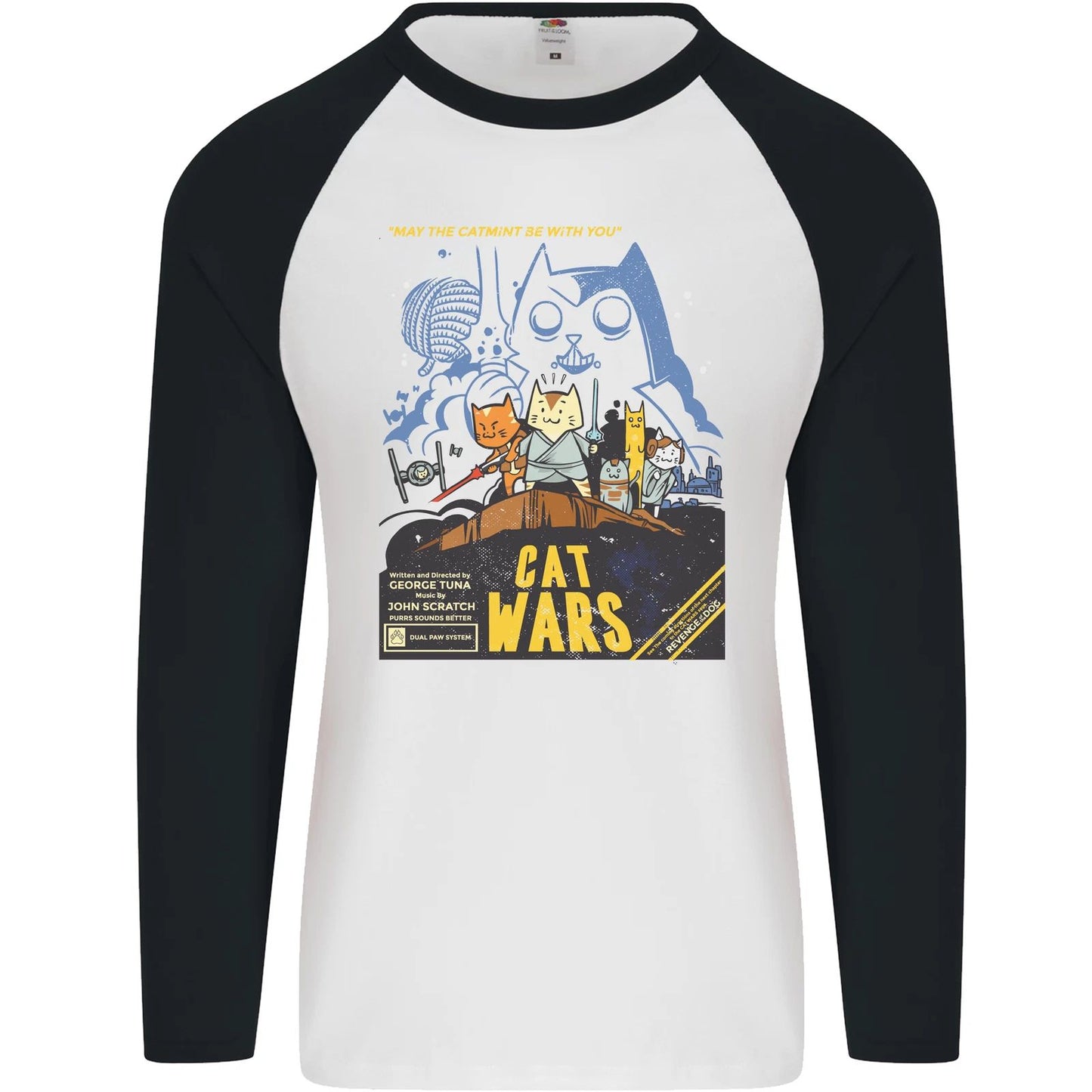 Cat Wars Funny Sci-Fi Mens L/S Baseball T-Shirt