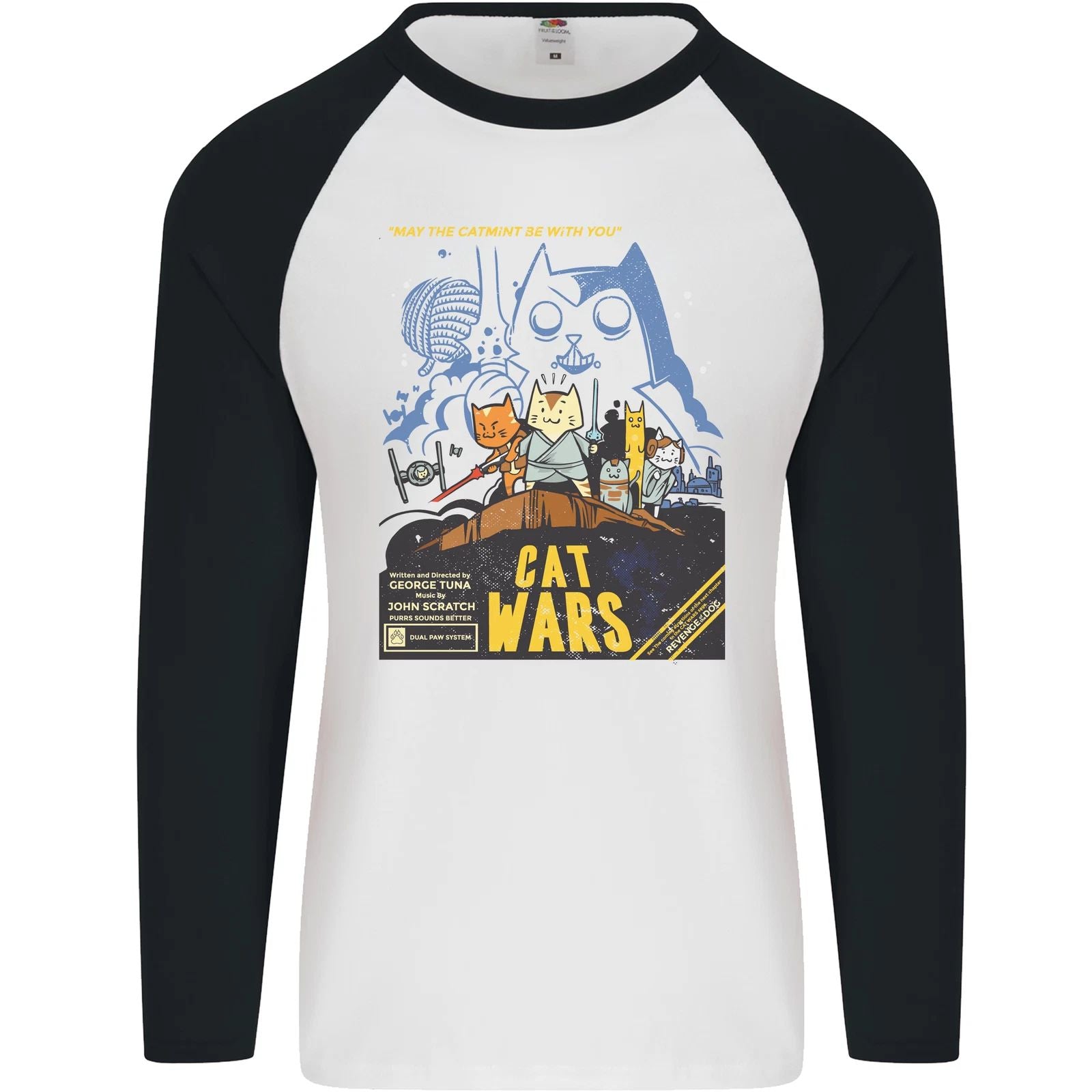 Cat Wars Funny Sci-Fi Mens L/S Baseball T-Shirt