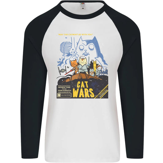 Cat Wars Funny Sci-Fi Mens L/S Baseball T-Shirt