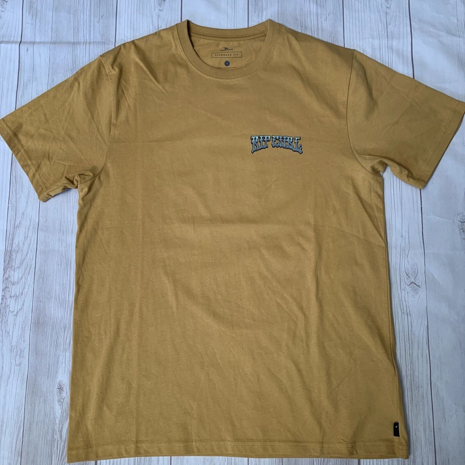 Rip Curl Shred Till Dead Surfing Mustard Yellow T-Shirt Mens Medium