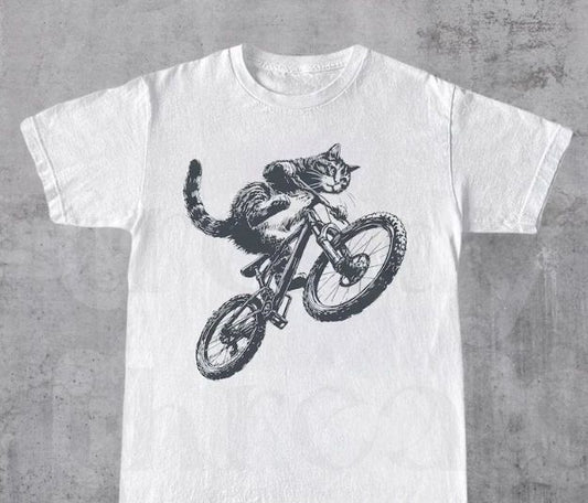 Cat Riding Biycle Shirt, Funny Kitten Tshirt, Cat Lover Tee, Gift For Bikers And