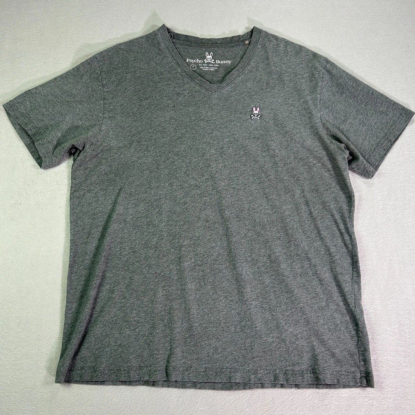 Psycho Bunny Men's T-shirt Size 7 Large* Grey Short Sleeve V-neck