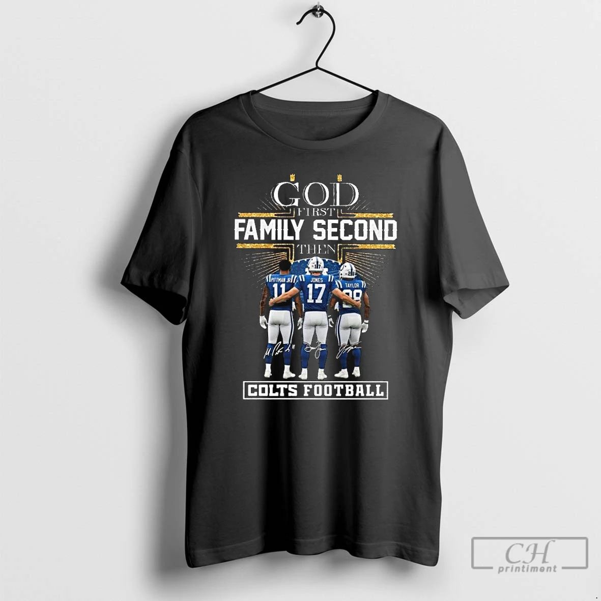 Classic God First Family Second Then Indianapolis Colts Football Signatures 2025 Long Sleve T Shirts