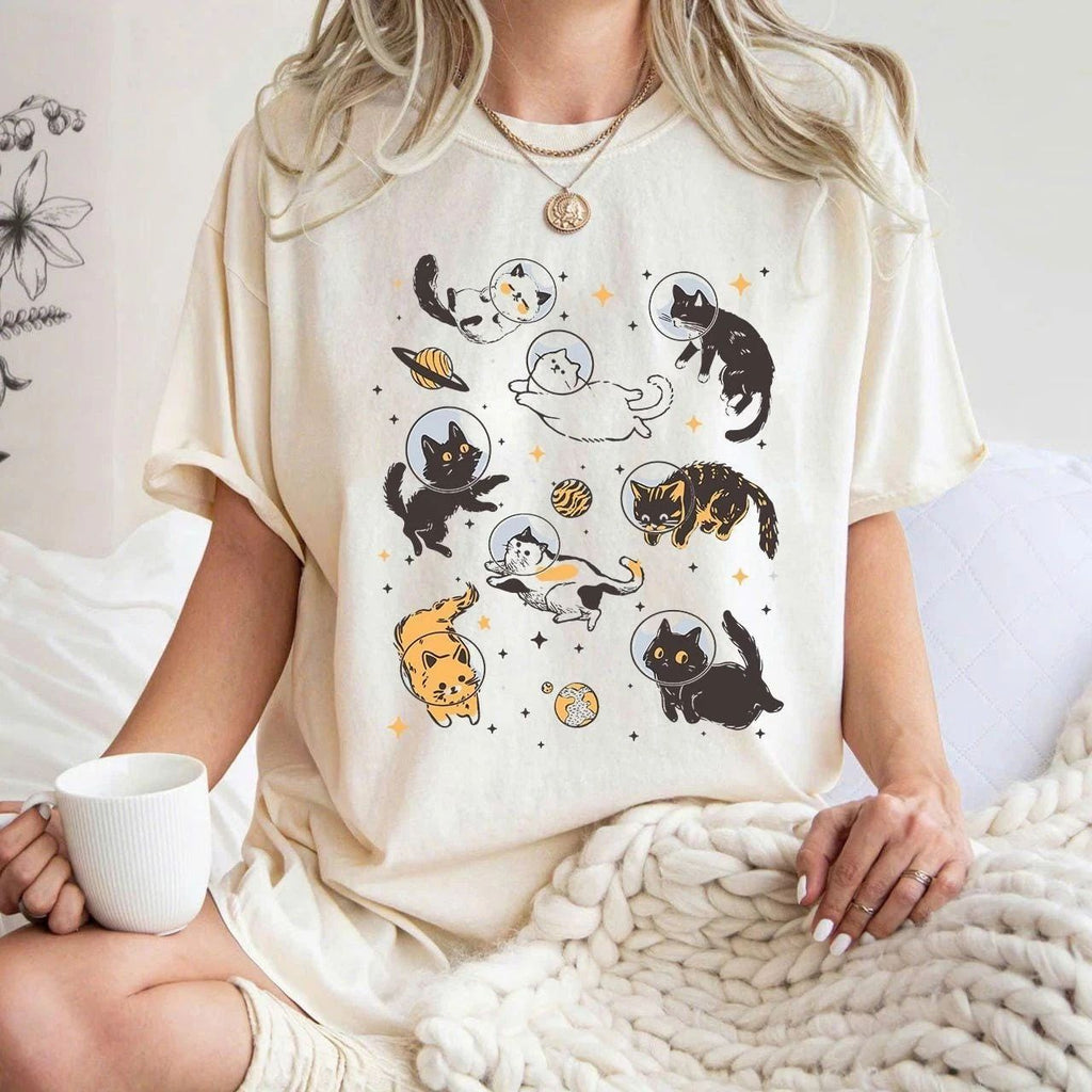Comfort Colors Cats in Space Shirt  Funny Cat Shirt  Oversized Shirt  Aesthetic