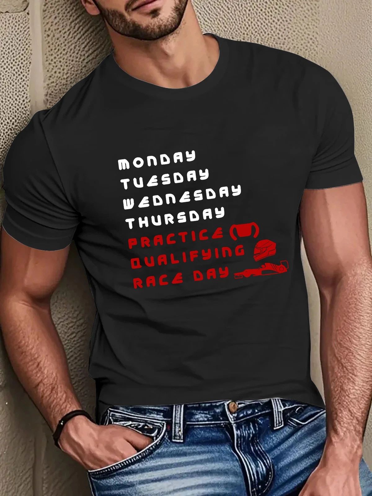 Funny Racing Week Schedule T-Shirt Practice Qualifying Race Day F1 Fan Tee