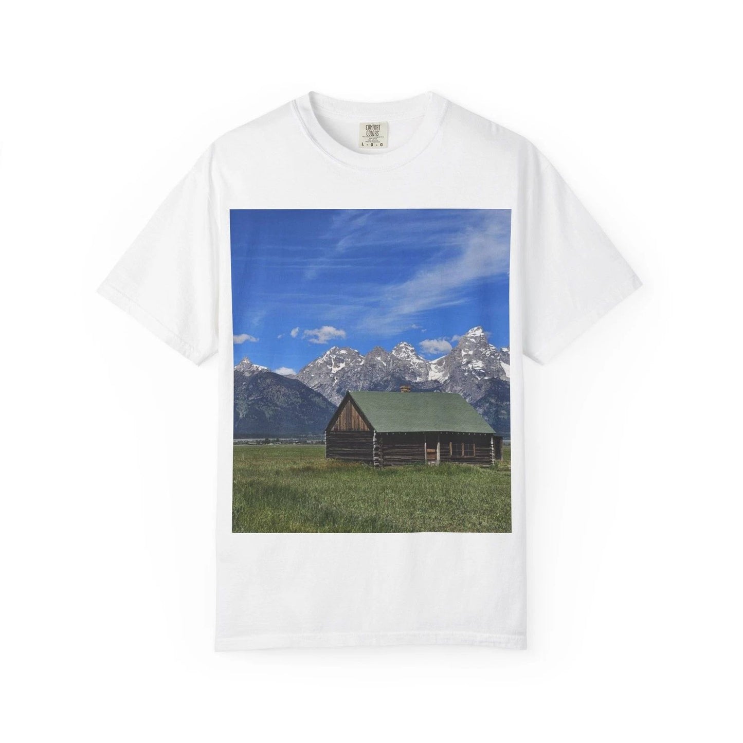 Rustic Mountain Barn T-Shirt | Scenic Cabin Photo Print