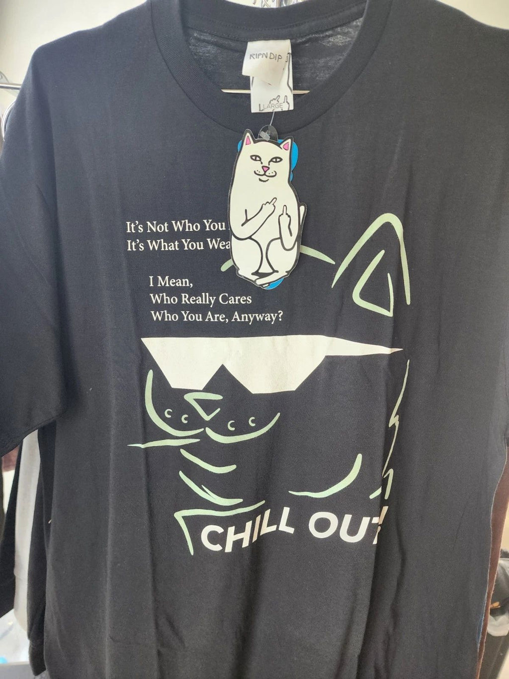 RIPNDIP Men's Lord Nermal Chill Out Graphic Print T-Shirt Black Cotton L