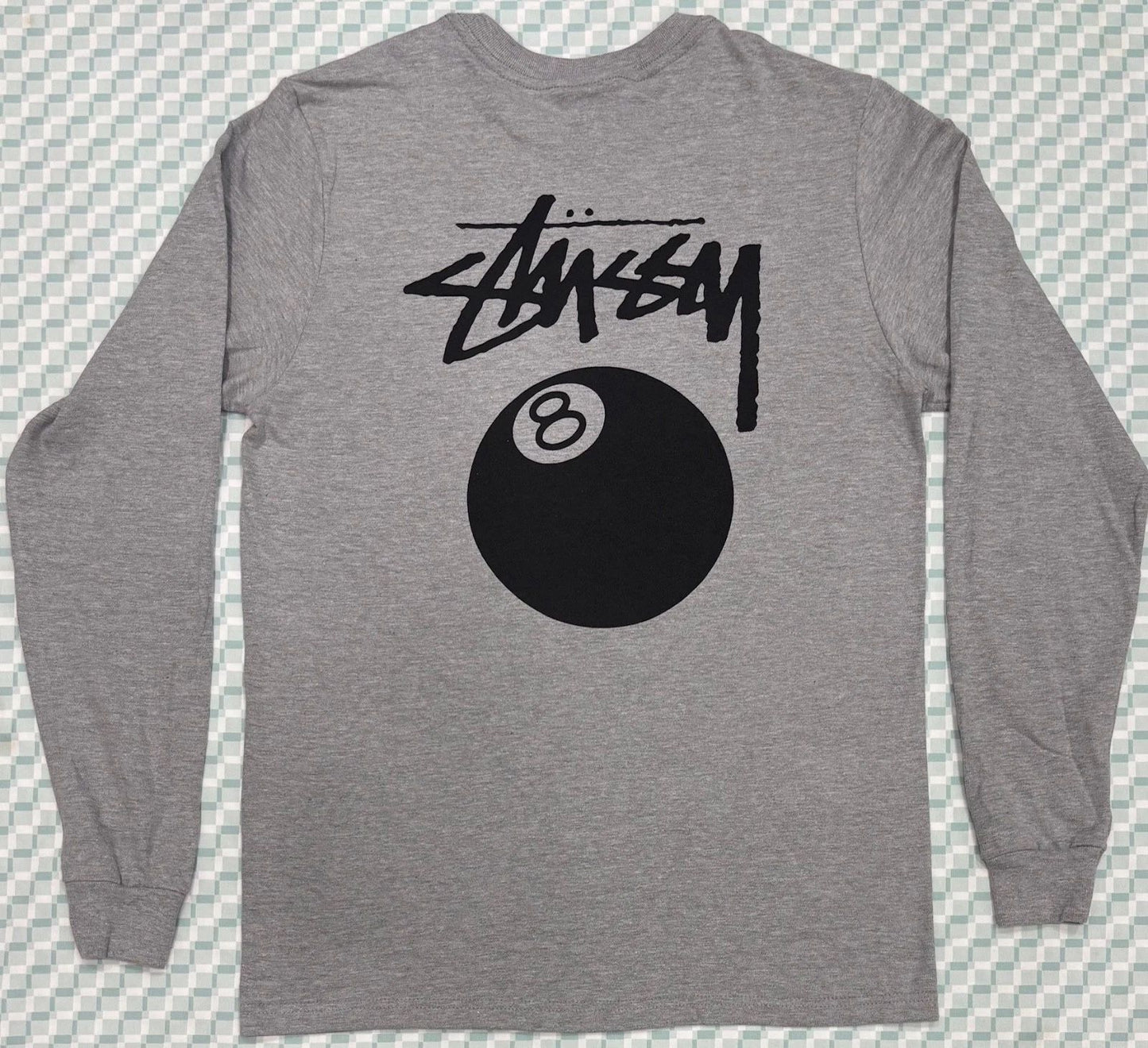 Stussy 8 Ball Gray  T- Shirt Men's  SIZE  XS AND LG   2k Skate Surf.