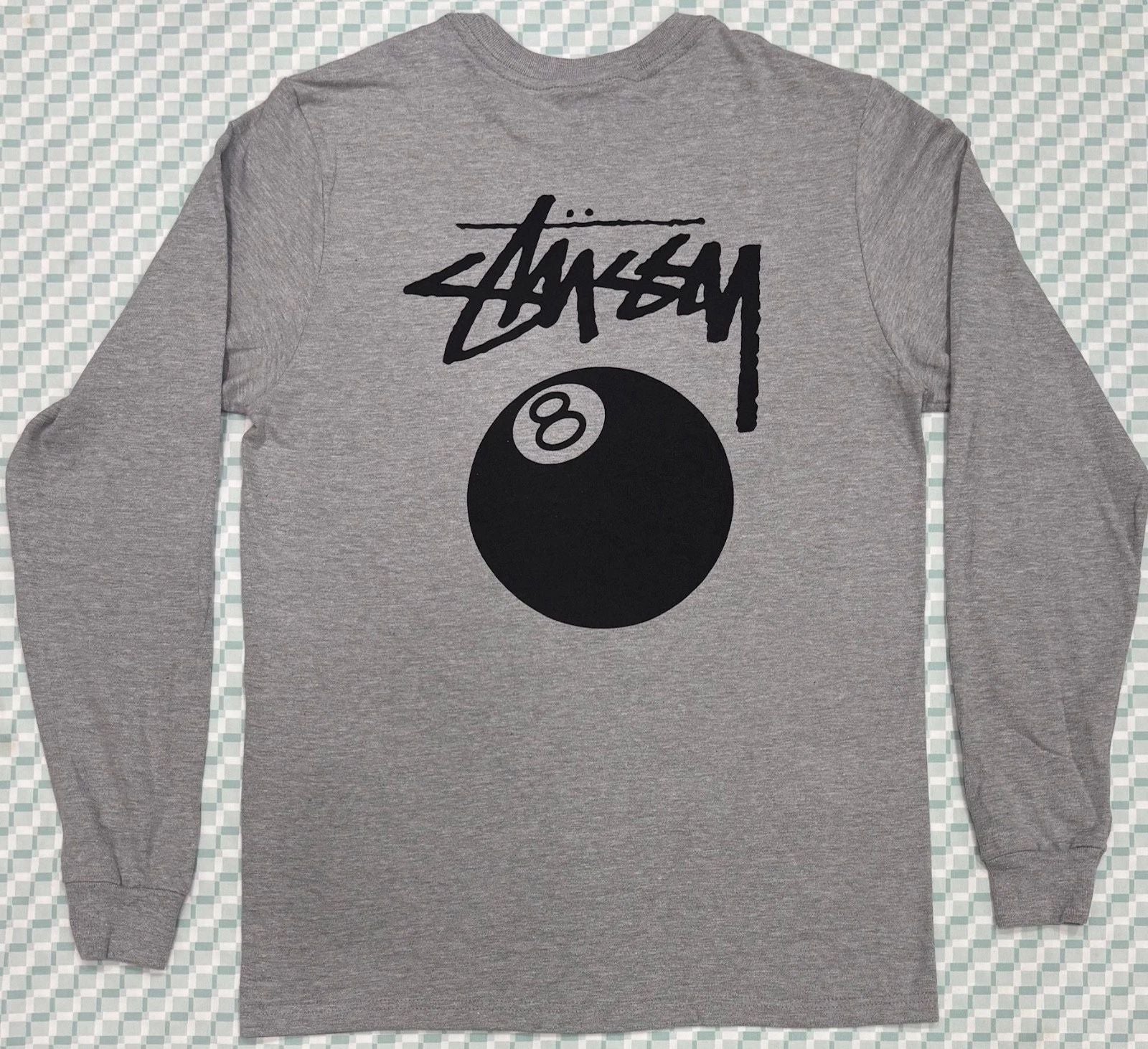 Stussy 8 Ball Gray  T- Shirt Men's  SIZE  XS AND LG   2k Skate Surf.