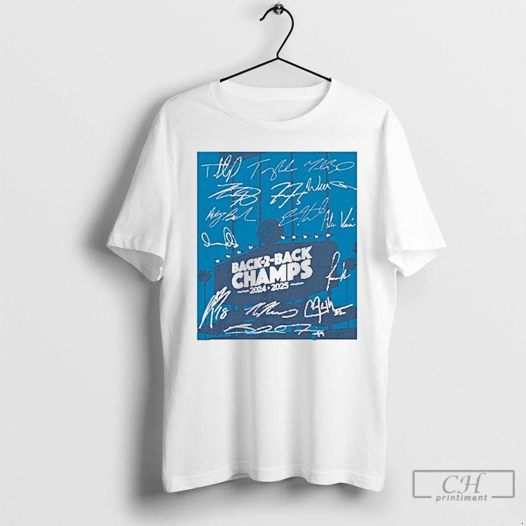 Premium Los Angeles Baseball Back To Back Champs Signature Roster T Shirts