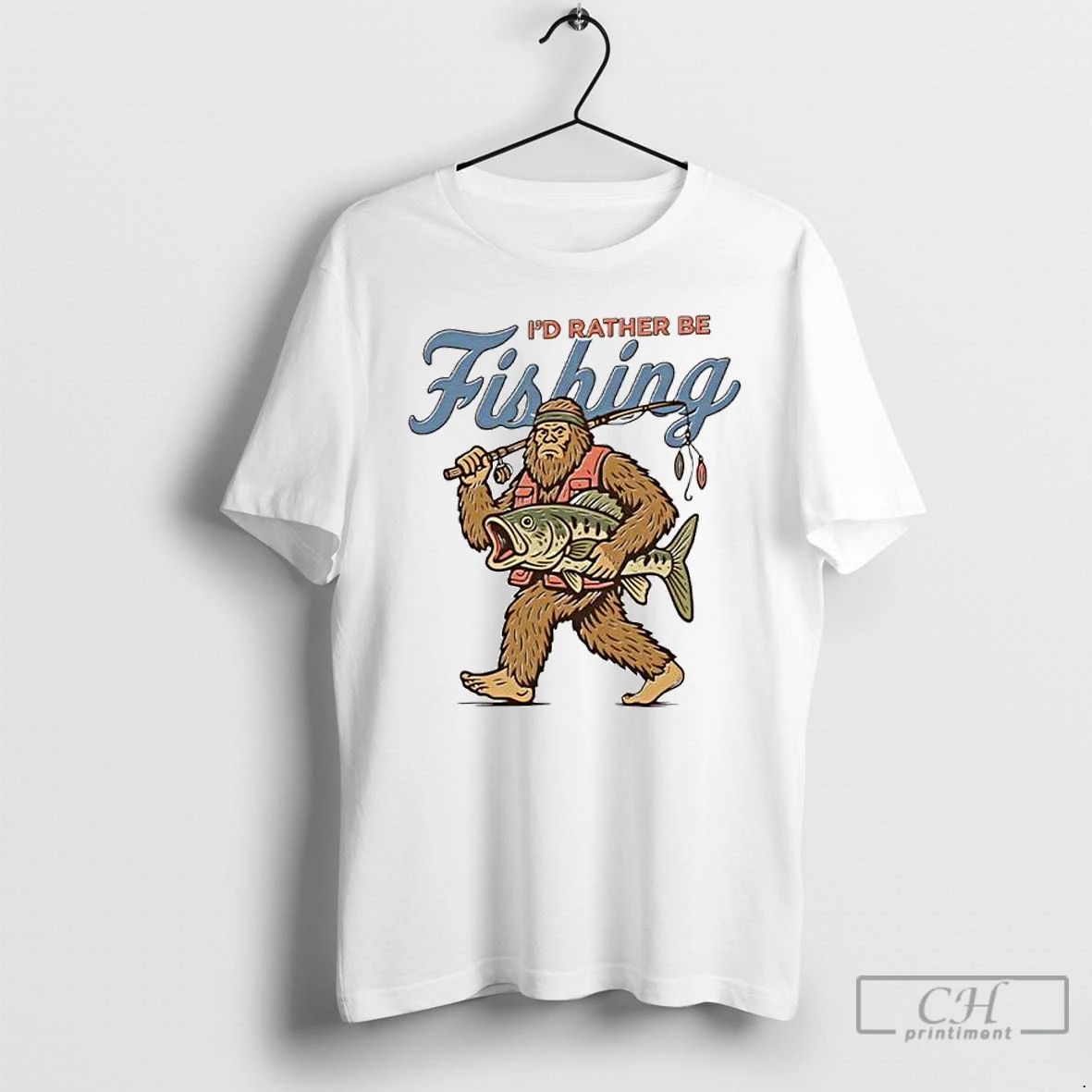 Classic Id Rather Be Fishing Bigfoot Ornaments T Shirts