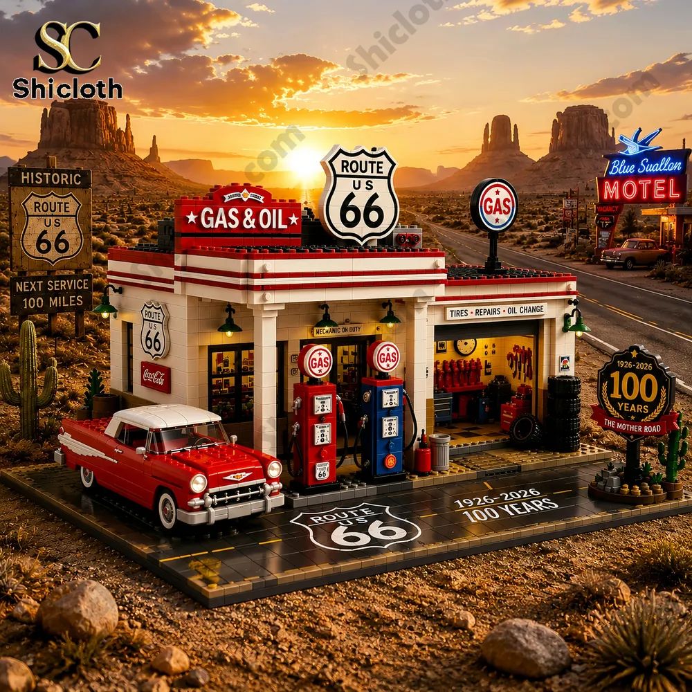 Route 66 Gas & Service Station 100th Anniversary Building Brick Set