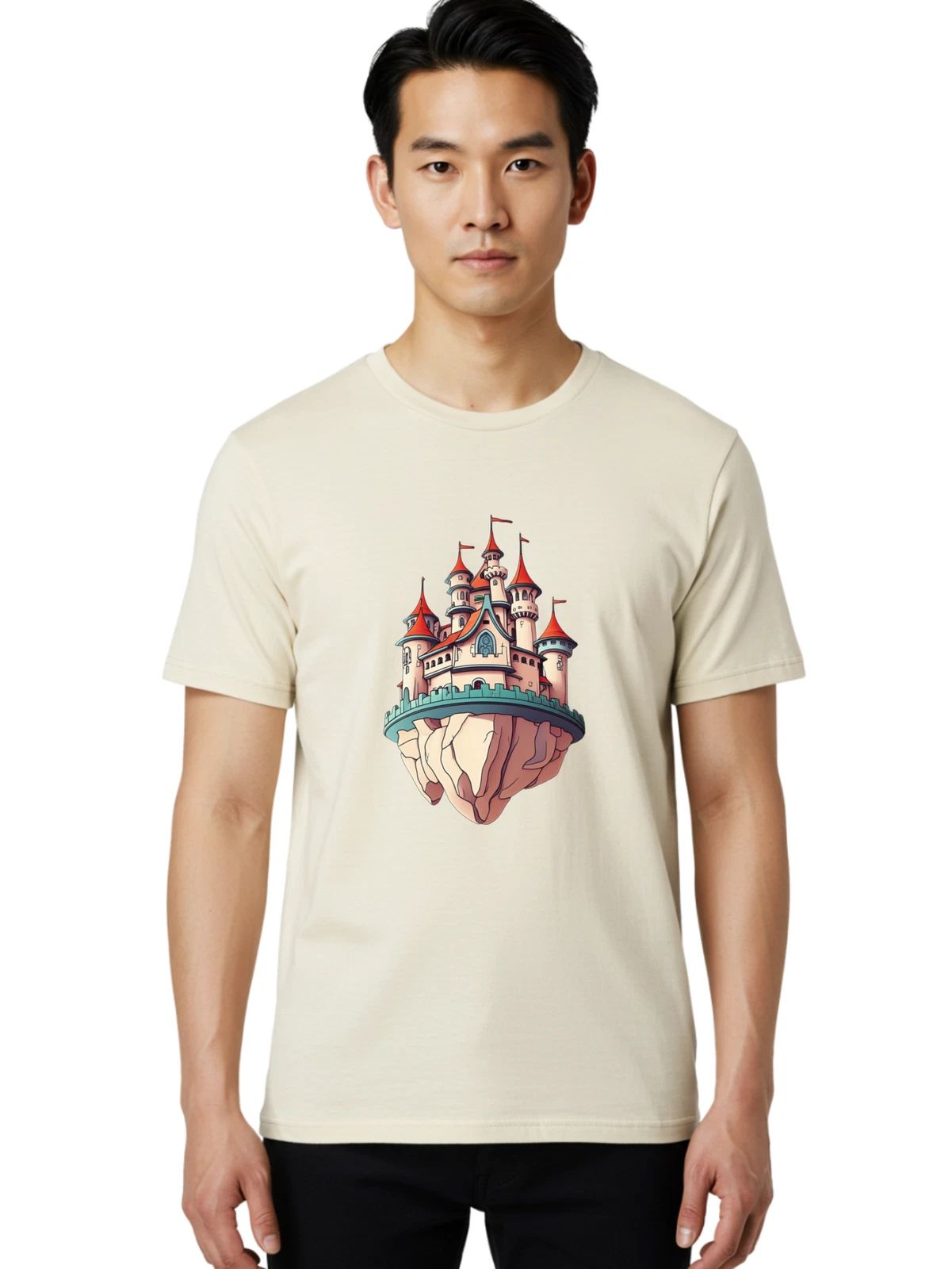 Floating-Castle-1 Mens Graphic Tee, 100% Cotton, Casual Summer Wear
