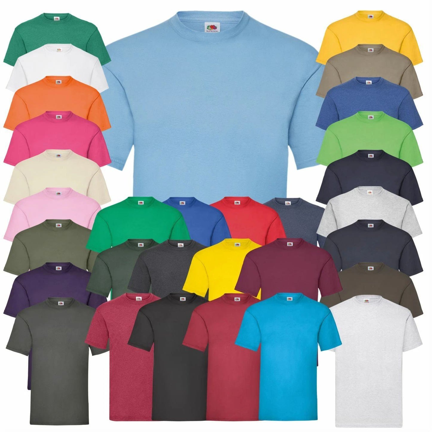 5 PACK Fruit of the Loom Mens Tee Shirt Plain 100% Cotton Round Neck T-Shirt TOP