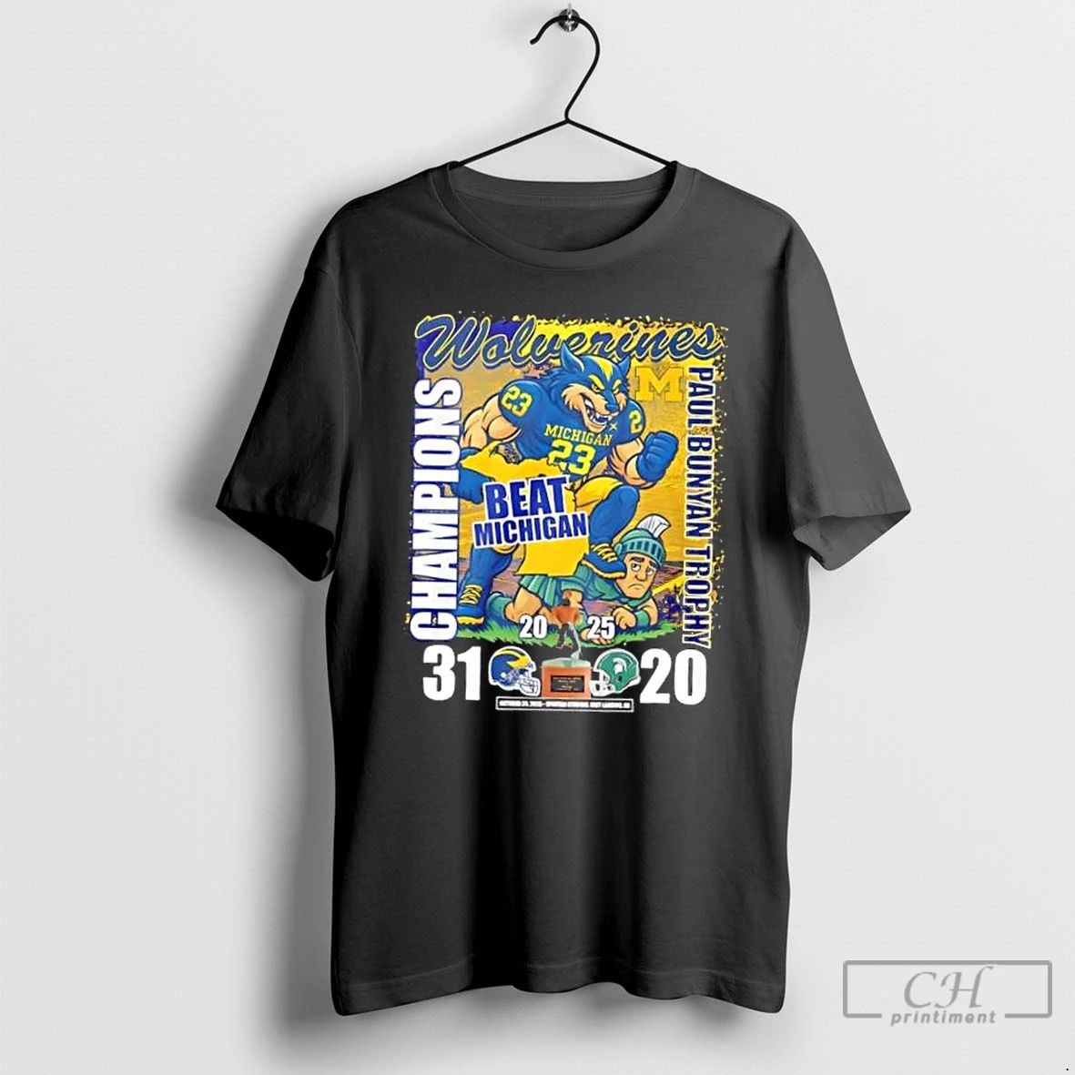 Classic Paul Bunyan Trophy Michigan Wolverine Vs Michigan State Spartans Mascots T Shirts