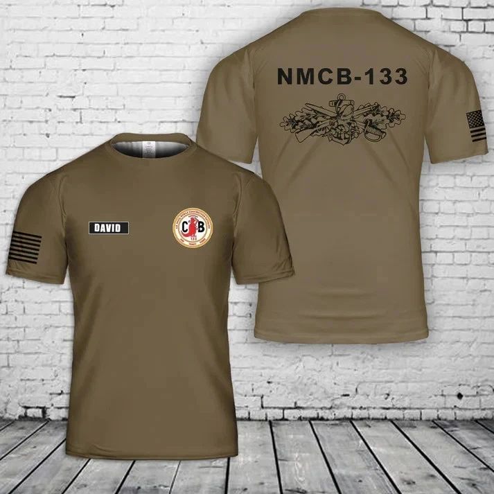 Custom Name SEABEE COMBAT Warfare Specialist NMCB-133 3D T-Shirt