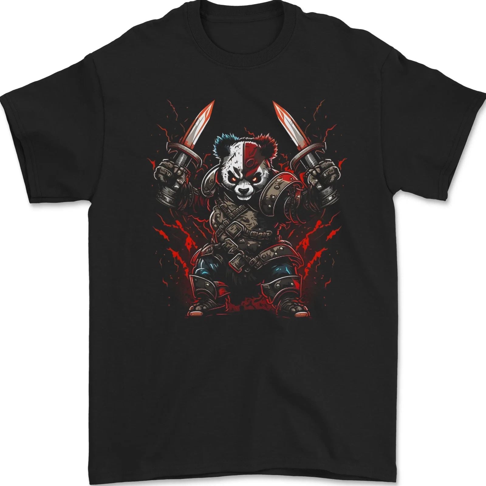 Panda Warrior Bear MMA SCI-FI Samurai Mens T-Shirt 100% Cotton
