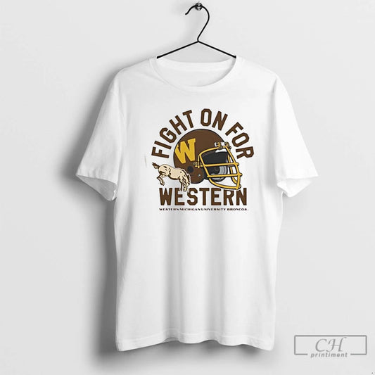 Classic Fight On For Western Michigan Broncos Football 1980s Helmet T Shirts