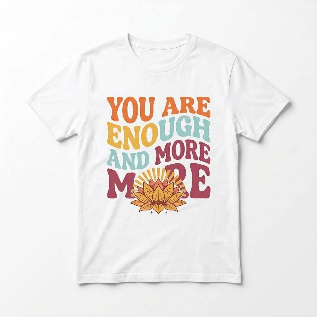 You Are Enough And More T-Shirt - Retro Lotus Flower Inspirational Self-Love Tee
