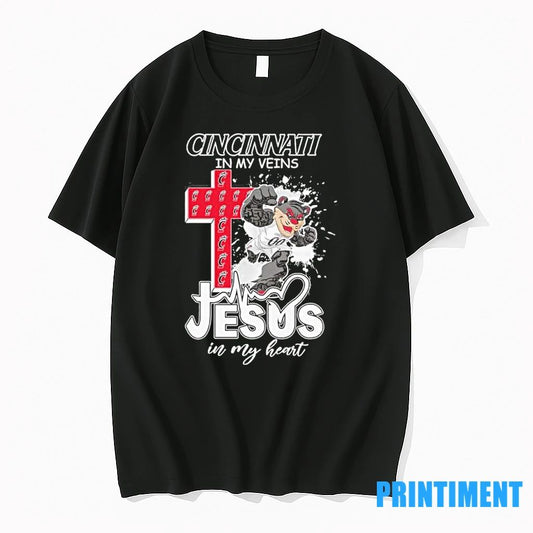 Cincinnati Bearcats Mascot In My Veins Jesus In My Heart Tshirts Sweater