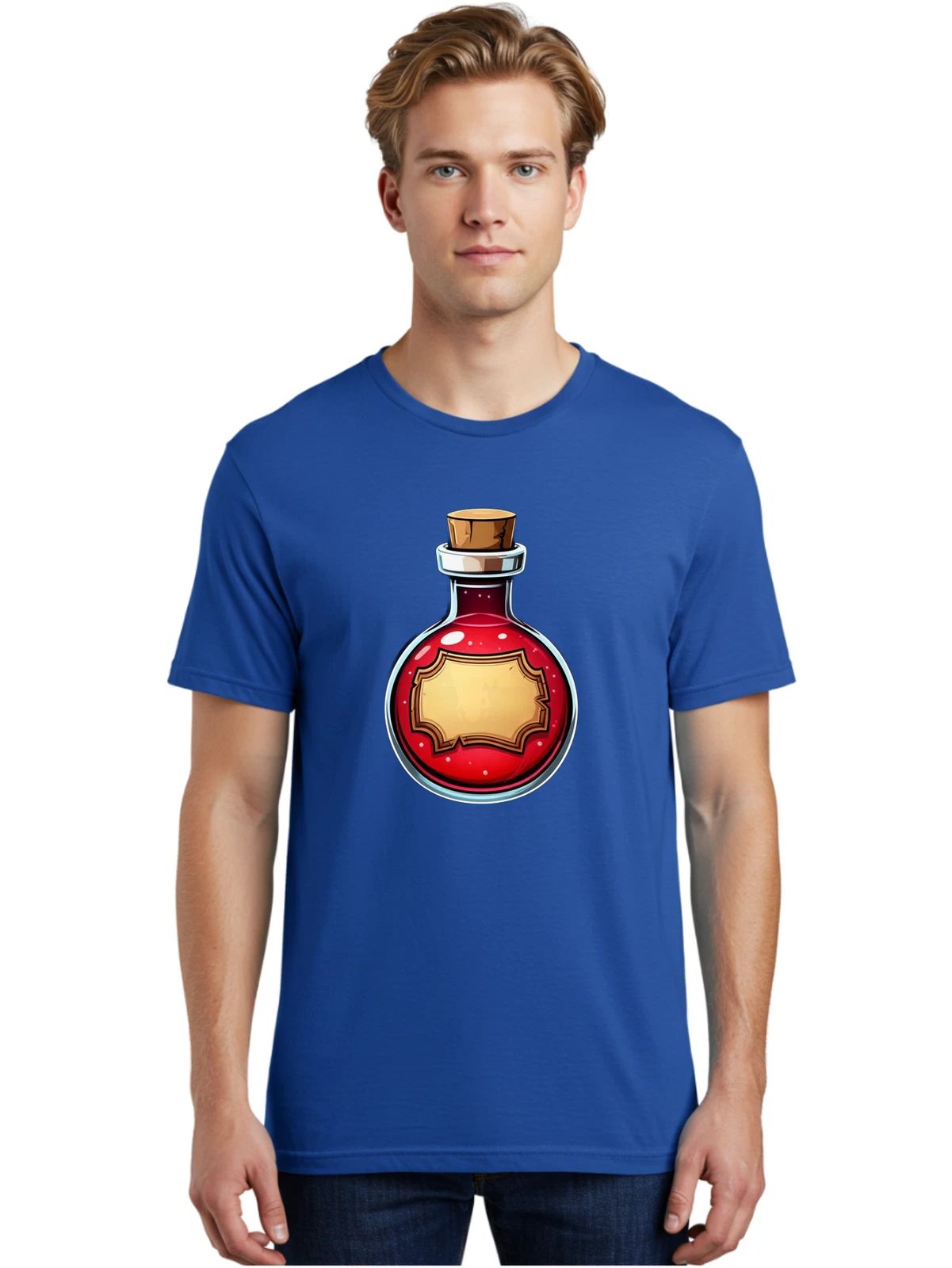 Magic-Potion-Bottle Mens Graphic Tee, 100% Cotton, Casual Summer Wear
