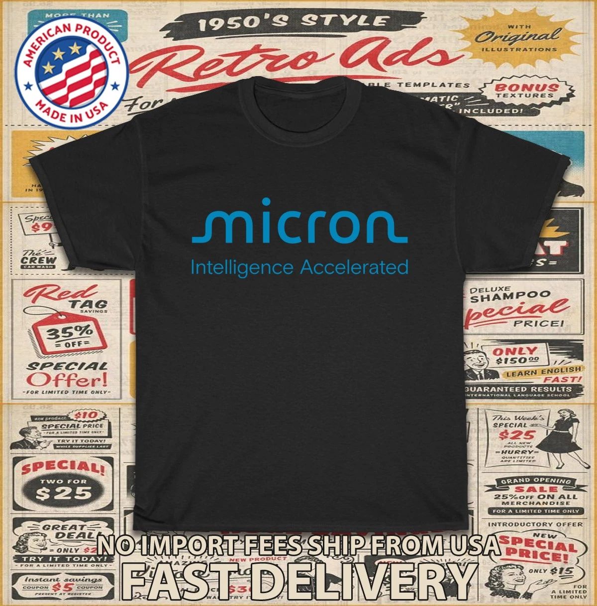 New Tee Shirt Micron Technology Logo Men's T-Shirt American T-Shirt