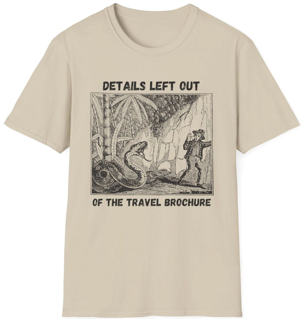 Travel Brochure T Shirt graphic tee Sand Size S
