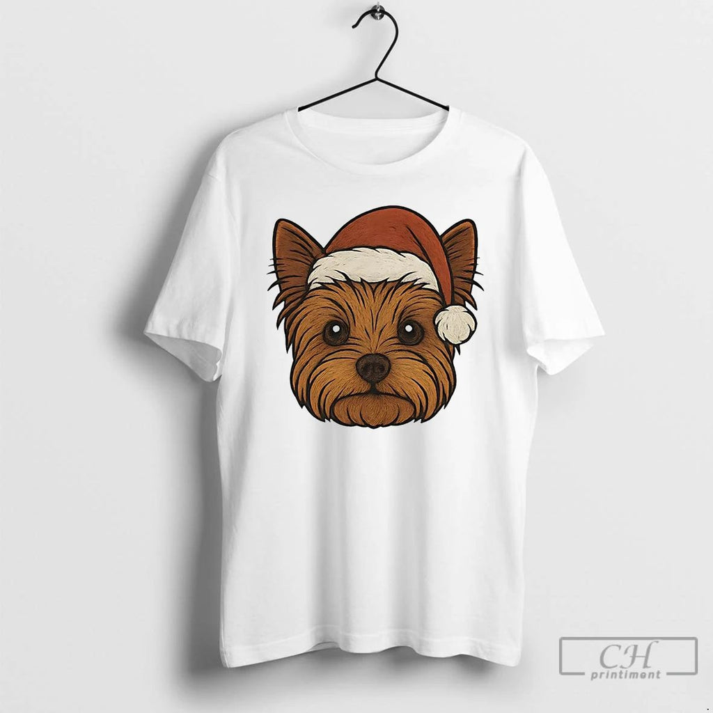 Classic Yorkshire Terrier Face Christmas T Shirts