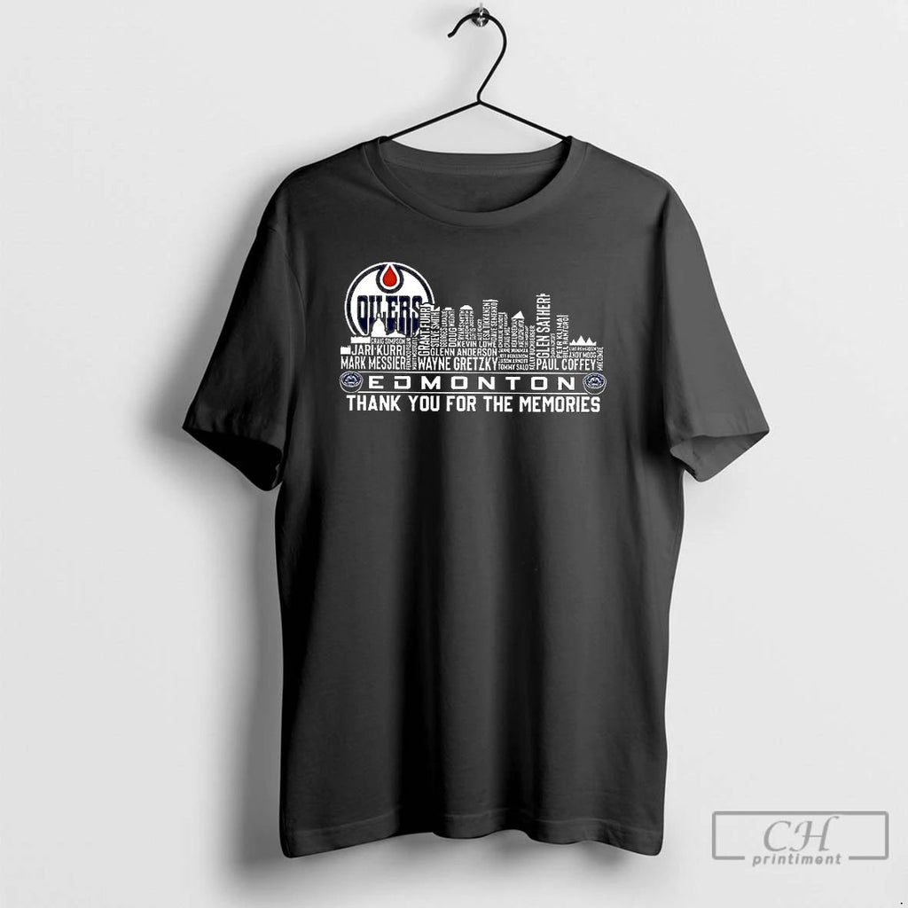Premium Edmonton Oilers Hockey Skyline Players Name Thank You For The Memories T Shirts