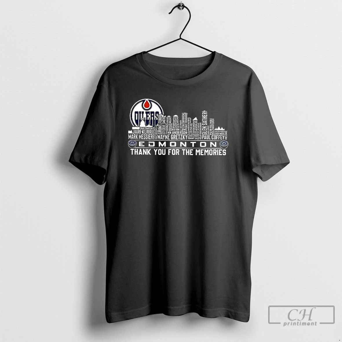 Premium Edmonton Oilers Hockey Skyline Players Name Thank You For The Memories T Shirts