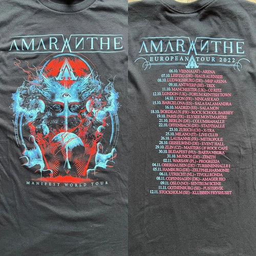 2 sides 2022 Concert Amaranthe Band Shirt Classic Black Unisex S-5XL 1S0300